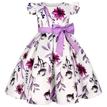 Детское платье-юбка с бантом и набивным рисунком для костюмов на день рождения, детская одежда