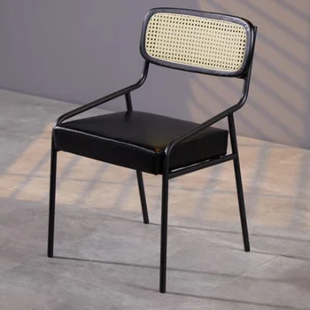 Дизайнерские Современные обеденные стулья на роскошных кожаных ножках с черными металлическими ножками, Одноместные кресла для отдыха, модные украшения интерьера Sillas