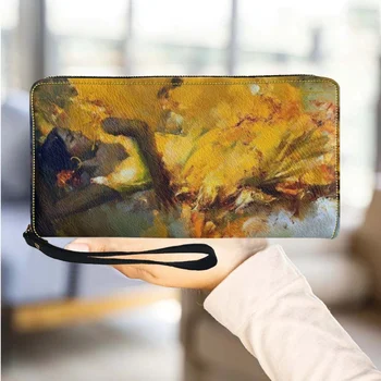 Дизайнерский длинный кошелек на молнии с 3D винтажной масляной живописью, Портативный Высококачественный держатель для визитных карточек, кошелек для покупок на открытом воздухе