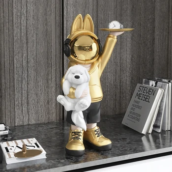 Домашний декор Статуя Астронавта Мультяшная Фигурка Космического Кролика Украшение гостиной Скульптура Стол для хранения ключей Поделки Подарки