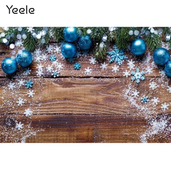 Елочные ветки Yeele, шар, Снежинка, коричневая Деревянная доска, фон для фотосъемки, фотографические фоны для фотостудии