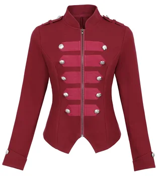 Женская куртка с пуговицами и застежкой-молнией спереди, военная куртка, весенне-осенняя одежда, крутые леди, винтажные пальто в стиле панк-готика для девочек, топы