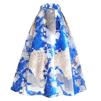 Женская модная весенне-летняя дизайнерская юбка с цветочной вышивкой, женская осенне-зимняя базовая юбка для отдыха трапециевидной формы с высокой талией TB989