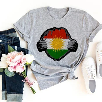 женская футболка kurdistan, забавная дизайнерская летняя футболка с героями комиксов для девочек