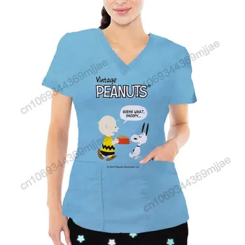 Женская футболка с V-образным вырезом Y2k, Униформа медсестры, Футболка с верхним карманом y2k, Женская Милая одежда, Женские футболки, Модная Женская блузка 2023