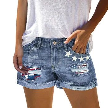 Женские джинсовые шорты с отверстиями и карманами, Летние Сексуальные короткие джинсы, узкие шорты с высокой талией, эластичные джинсовые брюки с резинкой на заднице Шорты Ropa