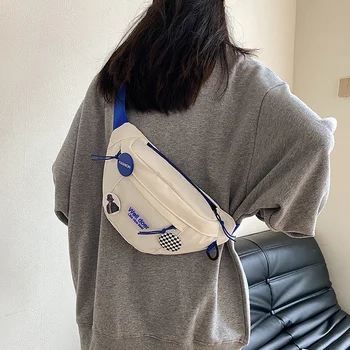 Женские нагрудные сумки, нейлоновая сумка через плечо для телефона 2023, Корейская спортивная сумка на бедрах, поясная сумка, модная студенческая сумка на пояс для девочек