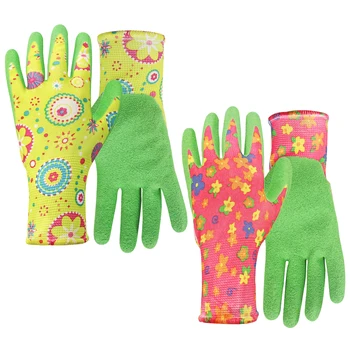 Женские садовые перчатки SIEPAKE из дышащего трикотажа с износостойким резиновым покрытием для работы во дворе и по дому