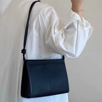 Женские сумки через плечо для поездок на работу в простом стиле, женские модные сумки из искусственной кожи, однотонная женская сумка подмышками, переносной кошелек