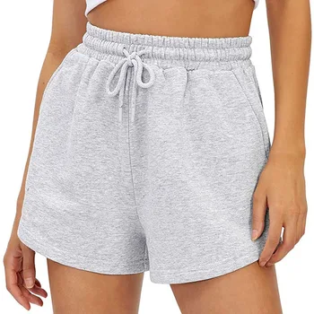 Женские хлопчатобумажные спортивные шорты Lucyever, летние однотонные повседневные шорты с высокой талией, женские универсальные простые уютные домашние короткие штаны для йоги