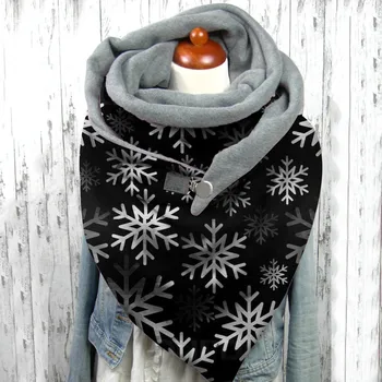 Женский Рождественский шарф с принтом Снежинки, женский Хиджаб, дизайнерская одежда, Бандана, Модная мягкая обертка на пуговицах, повседневные теплые шарфы, Шали