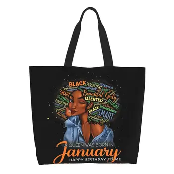 Забавная афроамериканка, американская чернокожая девушка, сумка для покупок, холщовая сумка для покупок из вторсырья