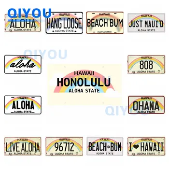 Забавная винтажная наклейка на автомобиль Aloha с Гавайской лицензией, светоотражающая наклейка из ПВХ, подходящая для бамперов мотоциклов, скейтбордов, автомобильных стекол