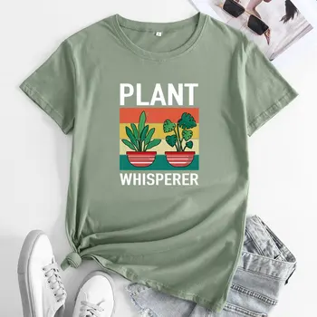 забавные футболки с растениями, цветами, буквенными узорами, модный тренд, женская футболка с круглым вырезом, женская хлопковая футболка с коротким рукавом