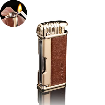 Зажигалка в стиле ретро с бутановым газом, Честные Необычные зажигалки с резаком для сигарет, надувная зажигалка