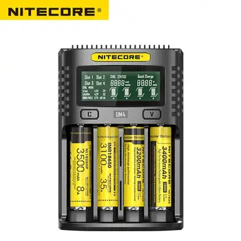 Зарядное устройство Nitecore UM4 USB с четырьмя слотами QC Intelligent Circuitry Global Insurance li-ion AA 16340 18650 14500 21700 26650 Зарядное устройство