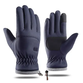 Зимние мужские теплые перчатки, Ветрозащитные нескользящие Спортивные велосипедные перчатки, уличные перчатки с сенсорным экраном на весь палец, велосипедные перчатки