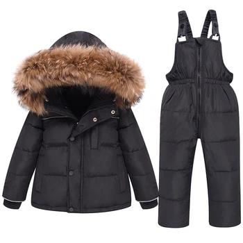 Зимний комбинезон для детей, утепленный пухом Лыжный костюм для маленьких мальчиков, зимний комбинезон для маленьких девочек, детская парка, модное пальто для малышей