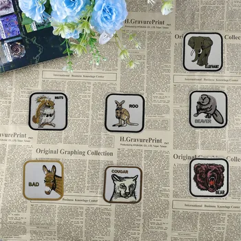 Значки с логотипами животных Термоклей Для глажки Одежды Тканевые Наклейки Декоративные нашивки для одежды Вышивка