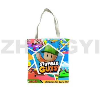 Игра Stumble Guys 3D Складные хозяйственные сумки для продуктов, детская аниме-сумка, холщовые сумки для женщин, модные женские сумки для рук