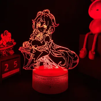 Игровой 3D ночник Genshin Impact Фигурка Ганью для декора детской спальни, подарок ребенку-геймеру на День рождения, Настольная лампа для изменения цвета