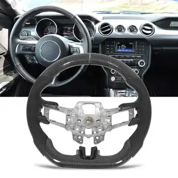 Изготовленное на заказ рулевое колесо из углеродного волокна с перфорацией из кожи для Ford Mustang V6 EcoBoost GT Shelby 2015 2016 2017 Перфорированная кожа