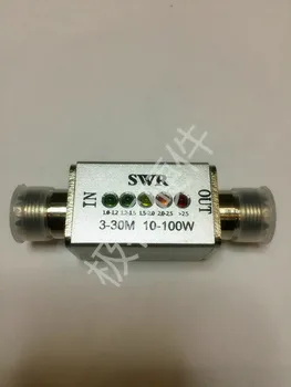 Измеритель КСВ мощностью 3 МГц-30 МГц, 10-100 Вт, разъем светодиодного индикатора, мини-дисплей КСВ