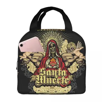 Изолированная сумка для ланча, термальная Санта Муэрте, испанские сумки-тоут Holy Death, сумка-холодильник для ланча для пикника