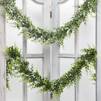 Имитация Ротанга Для украшения стен Искусственные цветы Виноградные лозы Зеленые растения Листья подвесного потолка