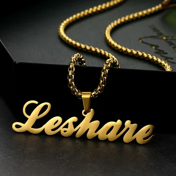 Индивидуальное именное ожерелье для женщин, Персонализированные буквы из нержавеющей стали, Золотая табличка с именем, Ожерелья-цепочки, Ювелирный Подарок