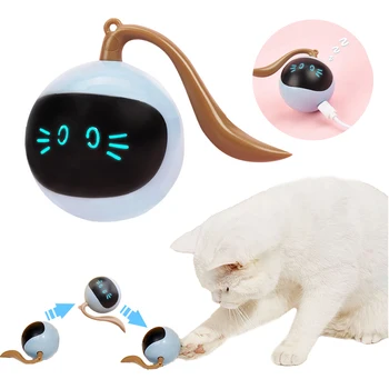 Интеллектуальные автоматические игрушки с мячом для кошек, светодиодные Самовращающиеся Игрушки для домашних животных, USB-перезаряжаемые Аксессуары для интерактивных упражнений для собак и котенков в помещении.