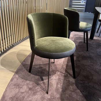 Итальянские легкие роскошные обеденные стулья высокого класса, минималистичные спинки для современных ресторанов, художественные стулья из хлопчатобумажной кожи минималистичной формы