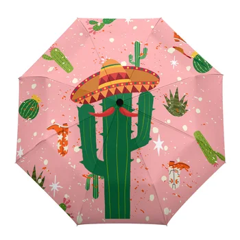 Кактус Обувь Шляпа Кактус Звезды Автоматический зонт Дорожный складной зонт Портативный Ветрозащитный зонт-зонтики