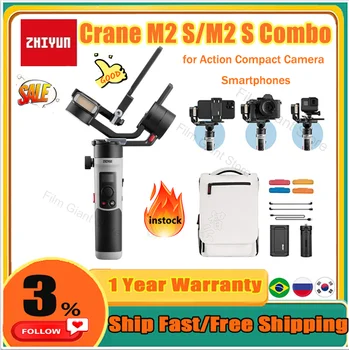 Камеры ZHIYUN Crane M2S с 3-осевым беззеркальным ручным стабилизатором для смартфонов Sony Canon Action Compact Camera