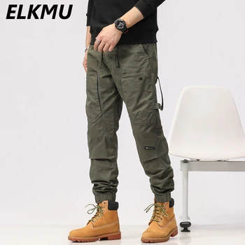 Карманные тактические брюки в стиле сафари 2023, мужские модные тонкие брюки-карго, джоггеры для бега трусцой