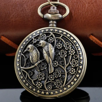Карманные часы Bird с арабским цифровым циферблатом, кварцевые карманные часы в стиле стимпанк, мужские и женские ожерелья, подвеска с цепочкой в подарок