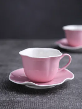 Керамическая кофейная чашка, женский высококачественный цветочный тип, американское подвесное ухо, компактная кофейная чашка, блюдце, милая чашка для воды