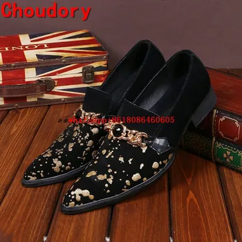 Классические мужские модельные туфли Choudory с острым носком, дизайнерская обувь, лоферы со стразами, бархатные роскошные тапочки, официальная обувь