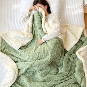 Клетчатый плед для кровати, теплые зимние одеяла и покрывала для взрослых, толстый шерстяной флисовый плед, покрывало для дивана, пуховое одеяло, Мягкое покрывало на кровать