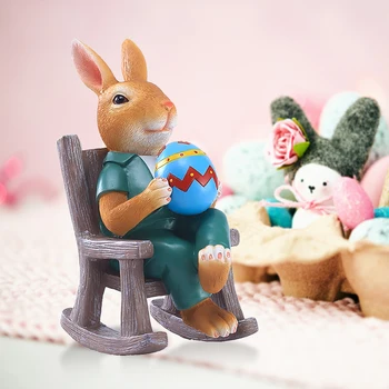 Коллекция статуэток Пасхального кролика Миниатюры кроликов Украшение гостиной Декор рабочего стола для девочек Мальчиков для детей