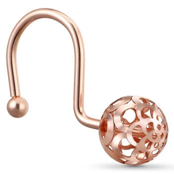 Кольца-крючки для занавески для душа из розового золота, набор из 24 декоративных крючков для занавески для душа, Металлические Нержавеющие кольца для душа для ванной