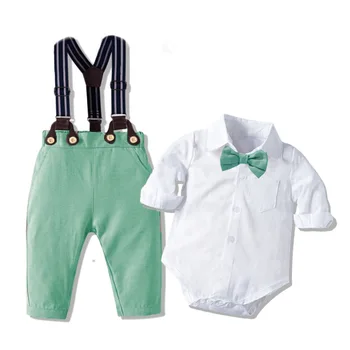 Комплект официальной одежды для новорожденного мальчика, комбинезон для мальчика-джентльмена на День рождения, детский комбинезон с длинным рукавом, костюм для формальной детской одежды