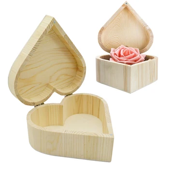 Коробка для хранения деревянных украшений в форме сердца, Кольцо, Браслет, Упаковка, Серьги, Подарочная коробка, Органайзер для косметики для рукоделия