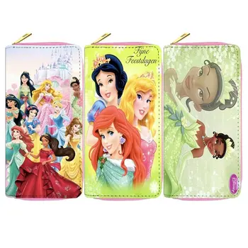 Красивый длинный кошелек Disney Tiana Princess для девочек из искусственной кожи, многофункциональный женский кошелек на молнии, кошелек для монет, женский клатч для карт