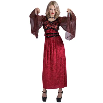 Красная женщина-вампир-летучая мышь, косплей, Женская одежда Ведьмы на Хэллоуин, Карнавал, Пурим, ночной клуб, бар, ролевое шоу, вечернее платье