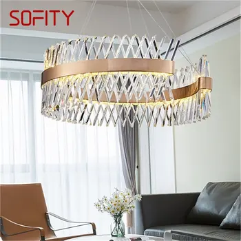 Креативный подвесной светильник SOFITY Золотая люстра в стиле постмодерн, Роскошная светодиодная хрустальная лампа для дома