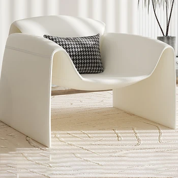 Кресло для отдыха на полу в гостиной Современный стальной диван Симпатичные Белые кожаные кресла Одноместные шезлонги для отдыха в помещении Мебель в скандинавском стиле