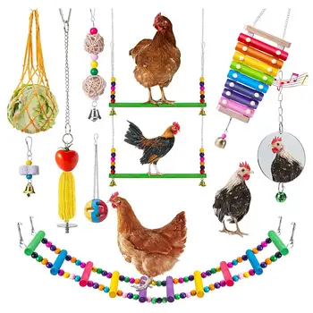 Куриные игрушки для кур, куриный ксилофон, игрушки для качания на курином мосту, игрушки для клюющих цыплят, зеркальные игрушки для цыплят