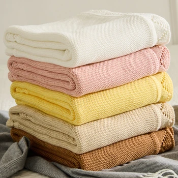 Летнее одеяло для новорожденного, Вязаное муслиновое одеяло для дивана, украшение комнаты, детское постельное белье, чехол для коляски, детское одеяло