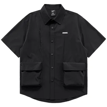 Летние рубашки Techwear с коротким рукавом 2023, Уличная Темная одежда, Тактическая рубашка-карго, Уличная одежда в стиле Механик, Топы в стиле хип-хоп Харадзюку